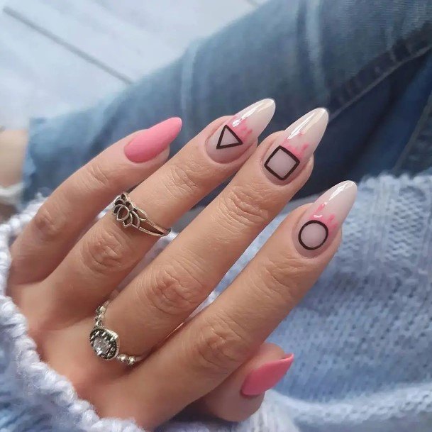 Breathtaking Short Pink And White Nail On Girl