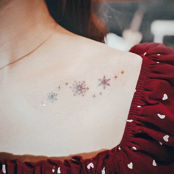 Breathtaking Snowflake Tattoo On Girl