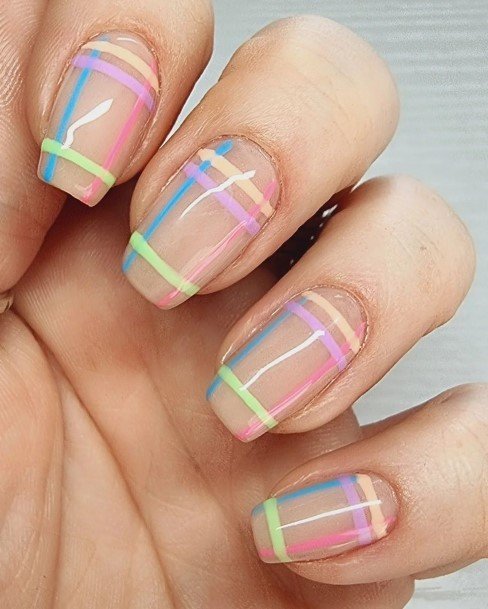 Breathtaking Striped Nail On Girl