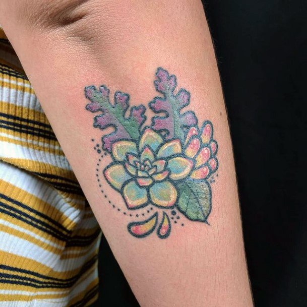 Breathtaking Succulent Tattoo On Girl