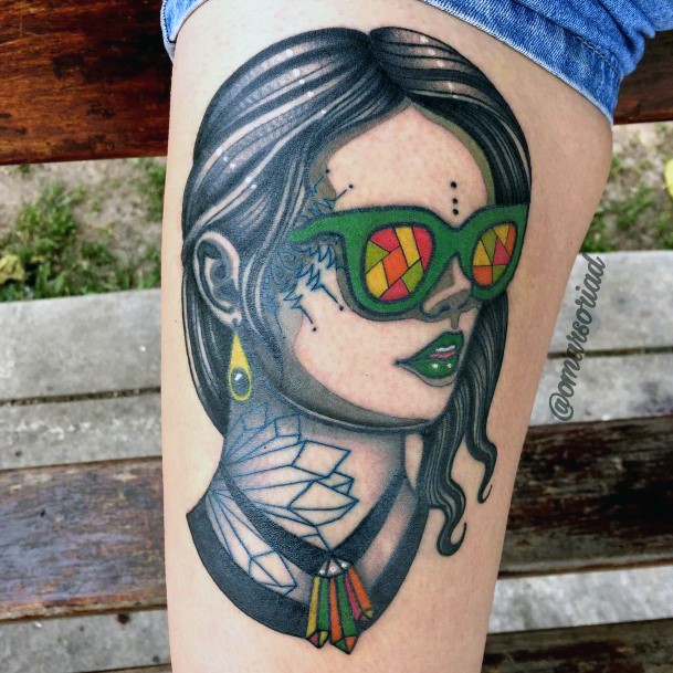 Breathtaking Sunglasses Tattoo On Girl