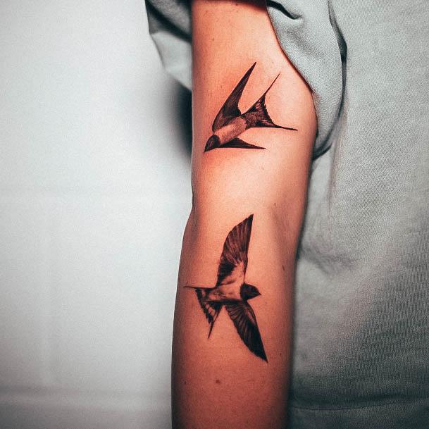 Breathtaking Swallow Tattoo On Girl