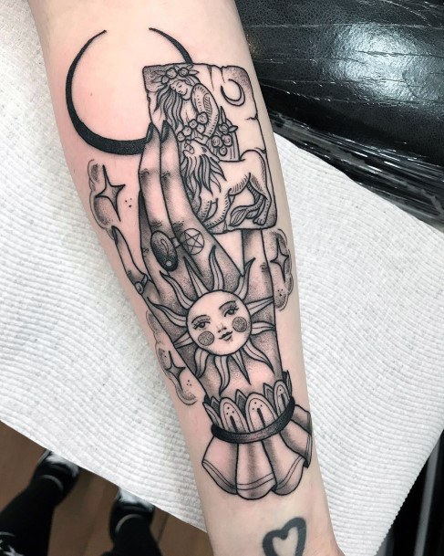 Breathtaking Tarot Card Tattoo On Girl