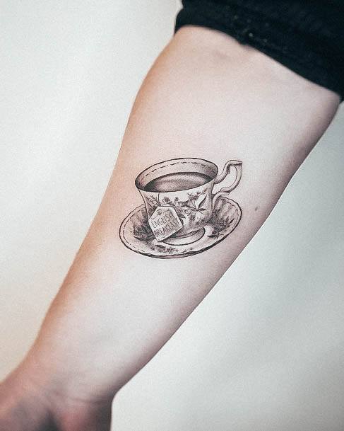 Breathtaking Tea Cup Tattoo On Girl