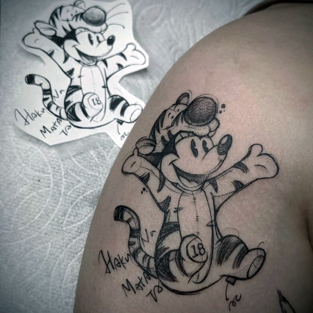 Breathtaking Tigger Tattoo On Girl