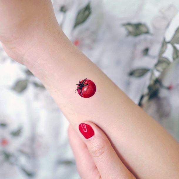 Breathtaking Tomato Tattoo On Girl