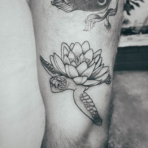 Breathtaking Turtle Tattoo On Girl Flower