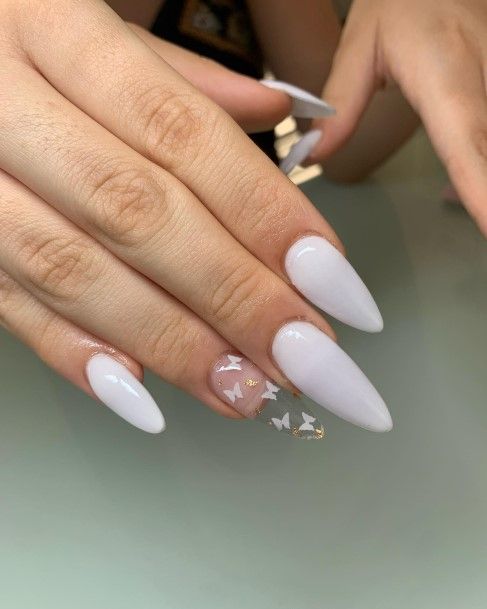 Breathtaking White Almond Shaped Nail On Girl