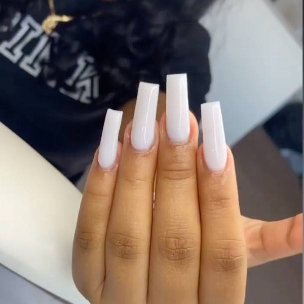 Breathtaking White Square Nail On Girl