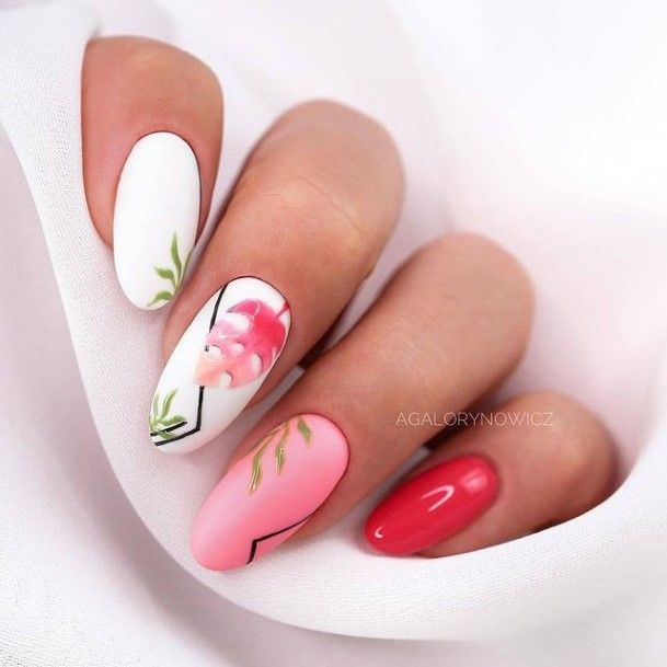 Breathtaking White With Flowers Nail On Girl