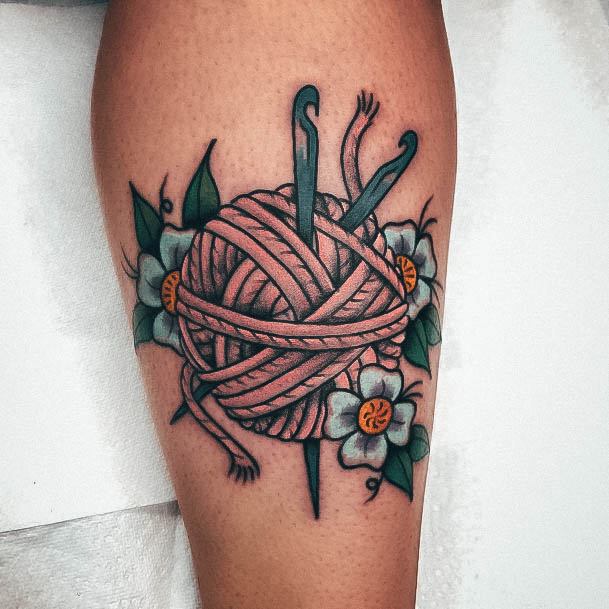 Breathtaking Yarn Tattoo On Girl