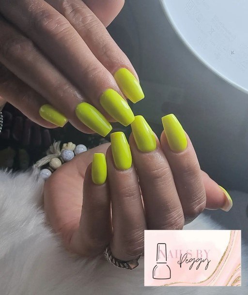 Breathtaking Yellow Square Nail On Girl