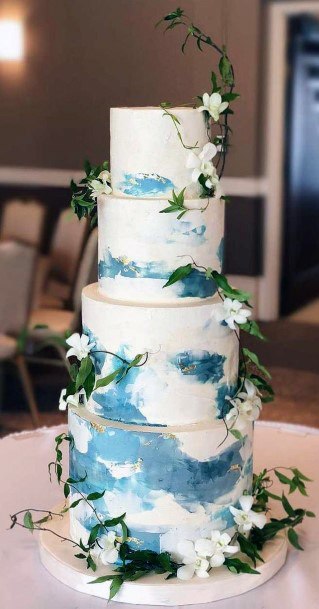 Breezy Blue And White Wedding Cake