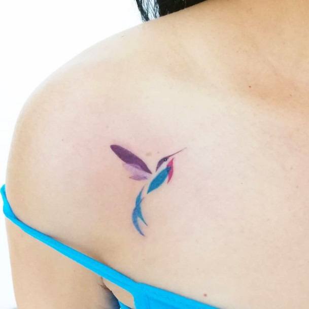 Breezy Hummingbird Tattoo Womens Collar Bone