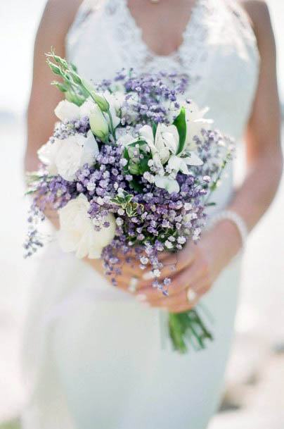 Breezy White Purple Wedding Flowers