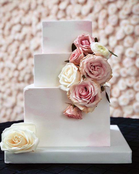 Brick White Square Wedding Cake