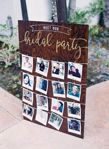 Bridal Party Wedding Sign Ideas Wood Board Picture Inspiration