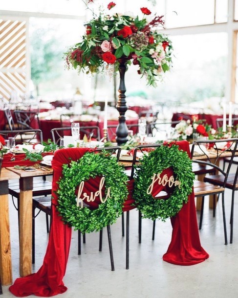 Bride And Groom Christmas Themed Wedding Ideas Green Red