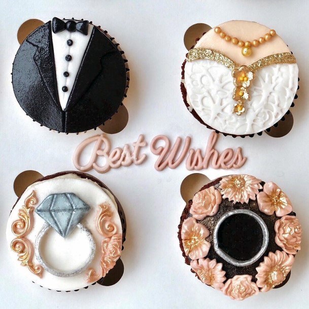 Bride Groom Wedding Ring Cupcake Design Ideas For Wedding