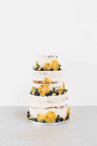 Bright And Yellow White Country Wedding Cakes