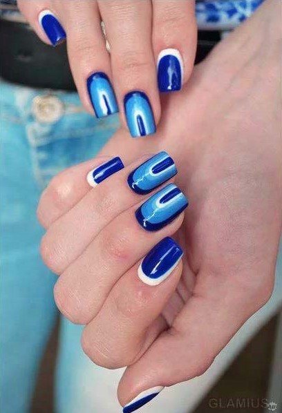 Bright Blue Nails Designs Fashion For Women