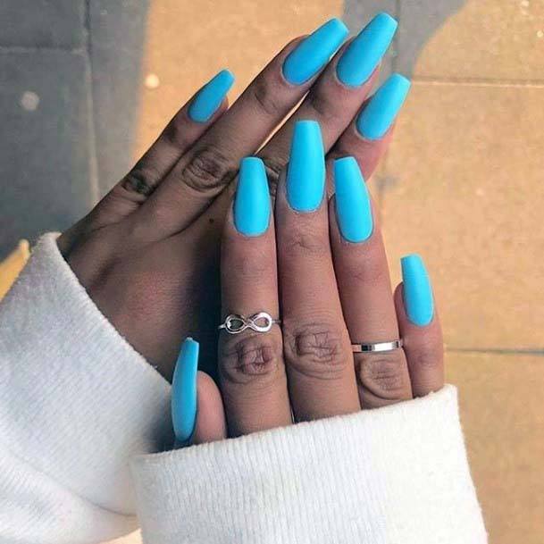 glossy light blue nails