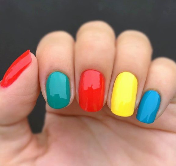 Bright Colored Block Nails