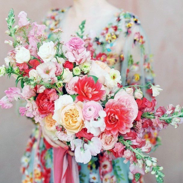 Bright Colorful Flower Bouquet For Wedding Ideas