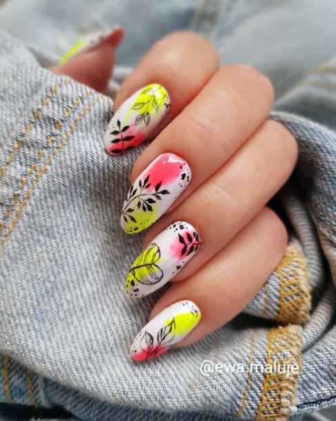 Bright Colorful Nail Design White Ideas For Women