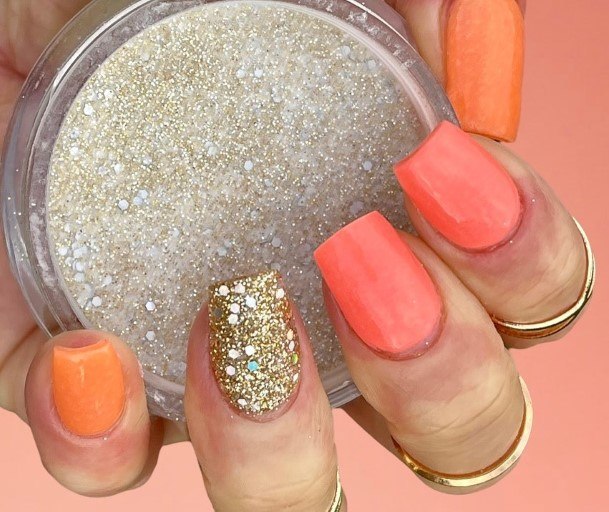 Bright Coral Female Nail Designs