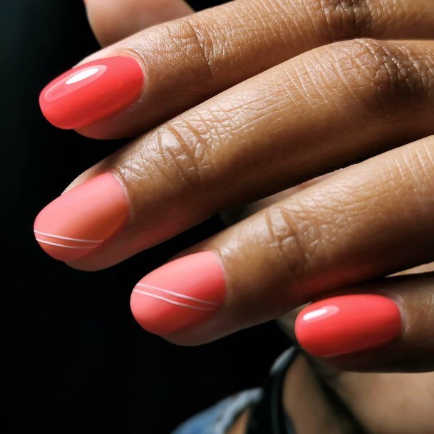 Bright Coral Girls Nail Ideas