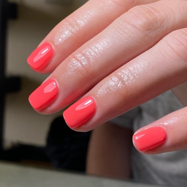 Bright Coral Nail Feminine Designs