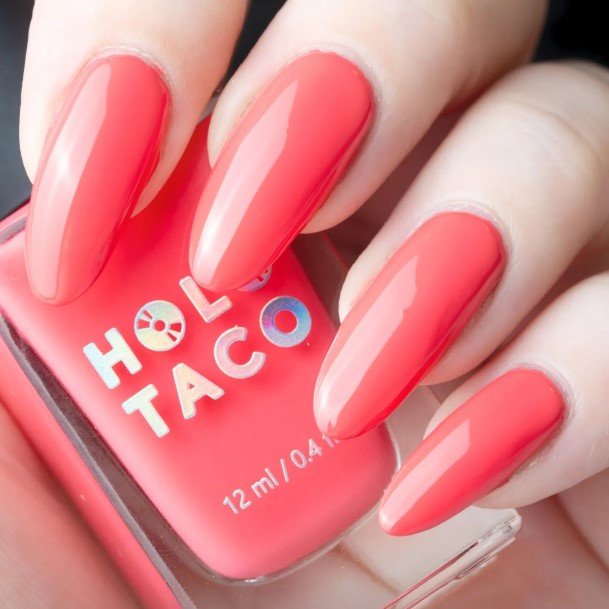 Bright Coral Nail For Ladies