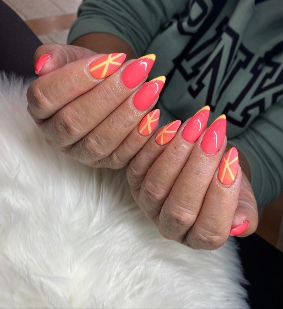 Bright Coral Nails Feminine Ideas