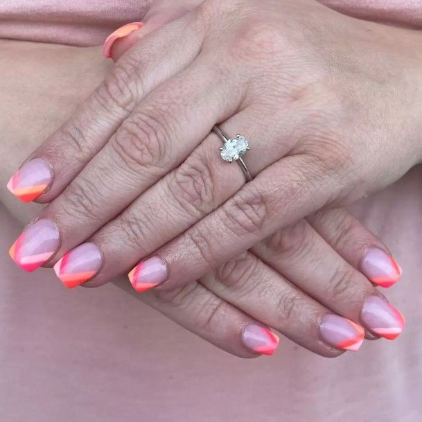 Bright Coral Womens Nail Ideas