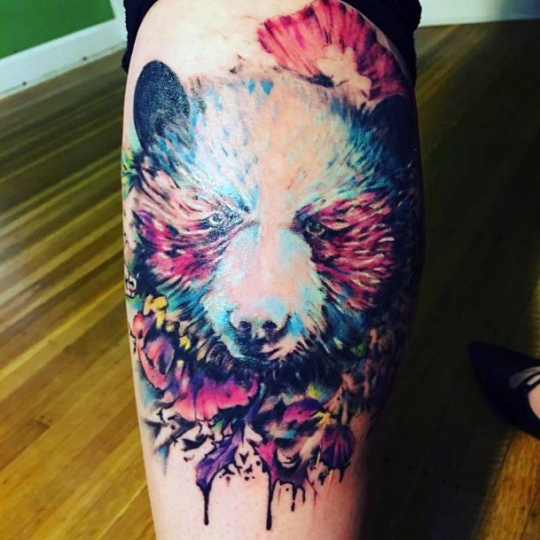 Bright Fuzzy Bear Tattoo For Women