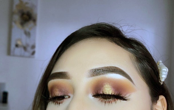 Bright Gold With Orange And Brown Eyeshadow Women