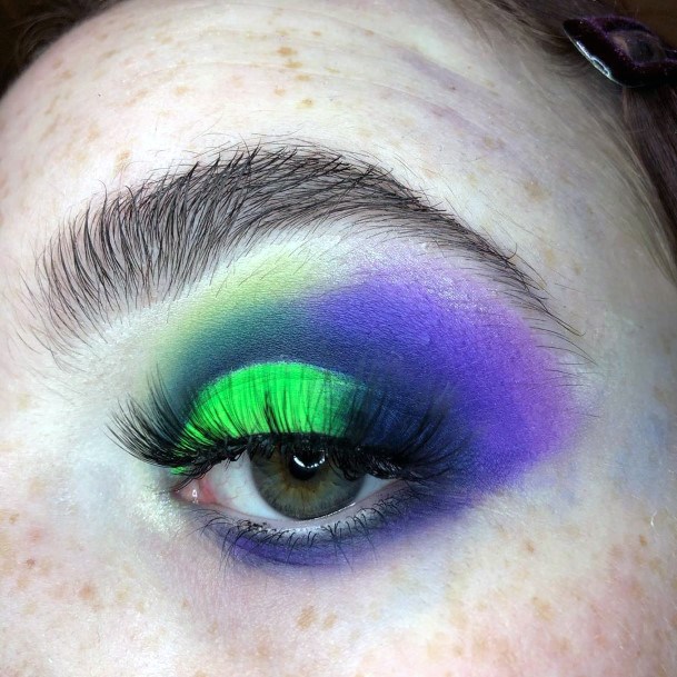 Bright Green And Purple Eyeshadow Women