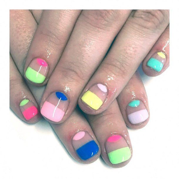 Bright Jazzy Short Nails Women