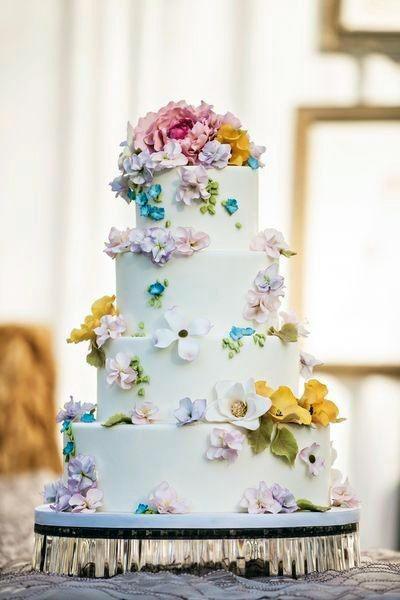 Bright May Flower On Wedding Cake