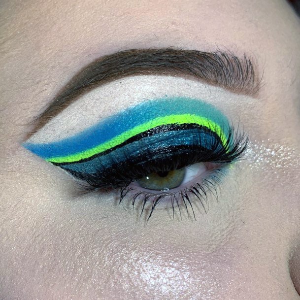 Bright Neon Green Lined Eyeshadow Women