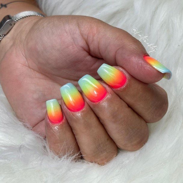 Bright Ombre Girls Nail Ideas