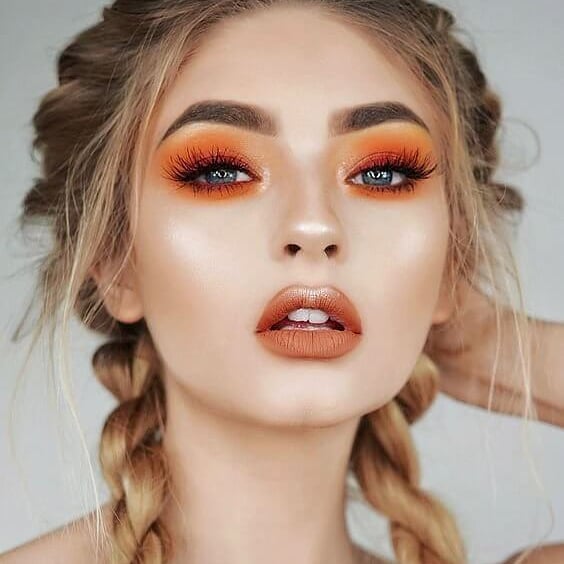 Bright Orange Eyes Summer Makeup Looks Women