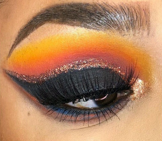 Bright Orange With Black Shade Eyeshadow Girls