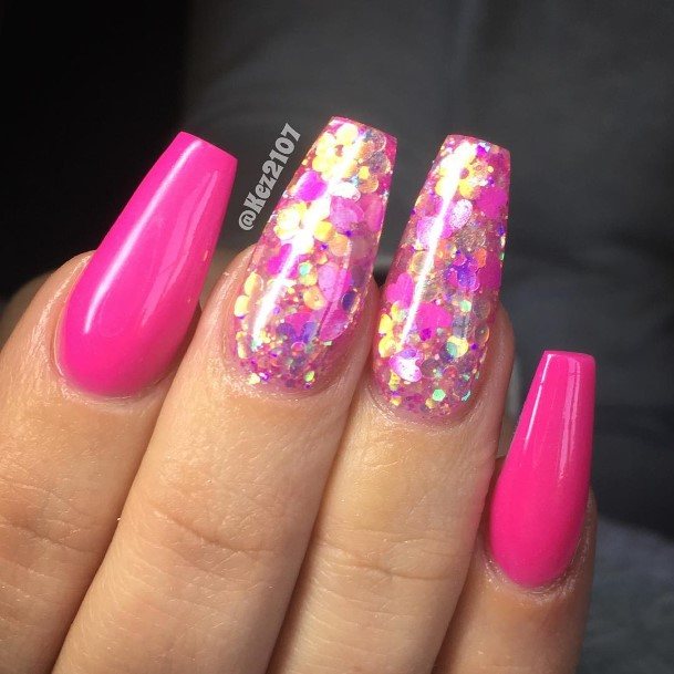 Bright Pink Girls Nail Ideas