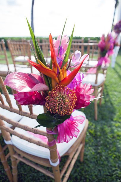 Bright Pink Hawaiian Wedding Flowers