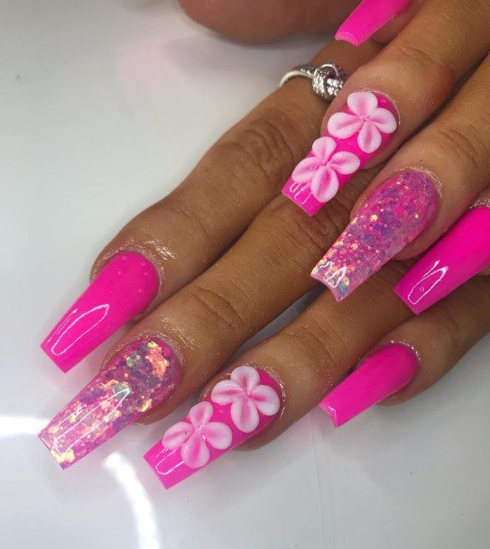 Bright Pink Womens Nails