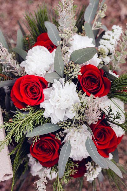 Bright Red And White Wedding Flowers