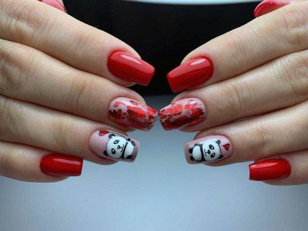 Bright Red Panda Nails