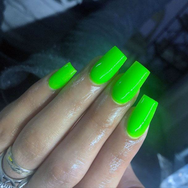 Bright Simple Vibrant Flashy Green Citrus Nail Ideas For Girls